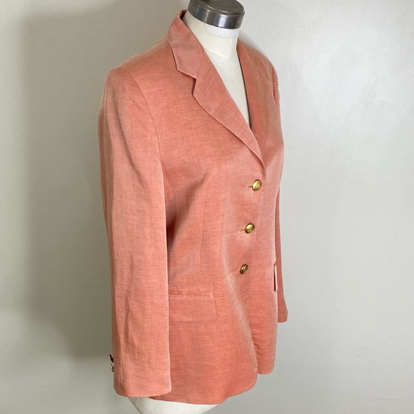 CLASSIC LUXURY VINTAGE WINDSOR BLAZER FLAX SILK CORAL SIZE EURO 40 - Picture 8 of 17